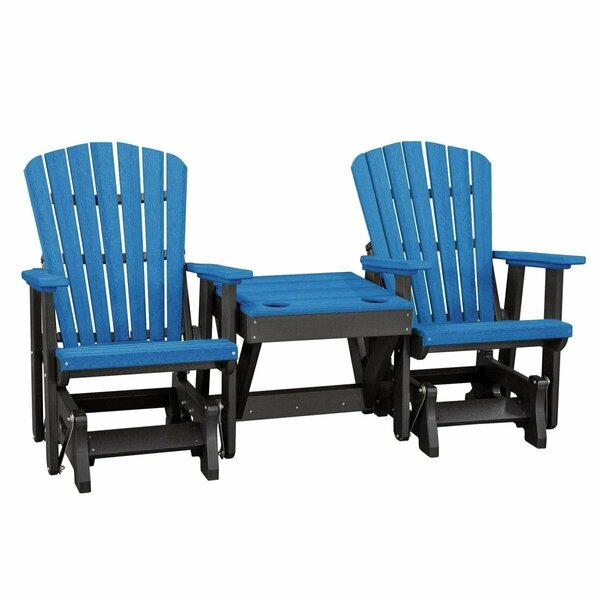 Invernaculo Double Glider Chair with Center Table with Black Base, Blue IN2750969